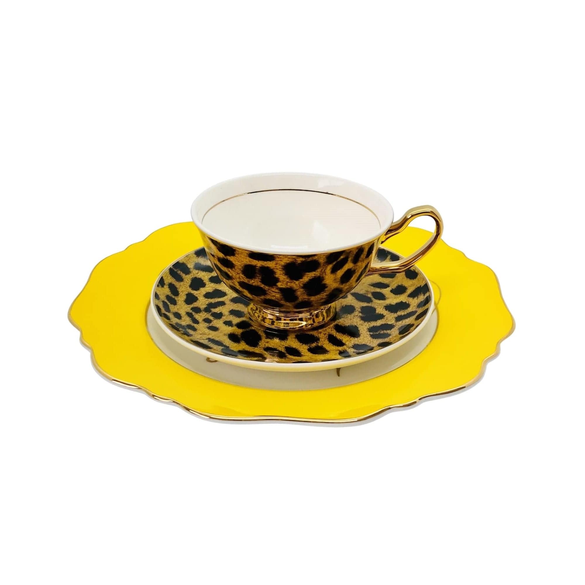 Beautifully Gifted TEAWARE LEOPARD PRINT TEACUP and SAUCER - 250ML