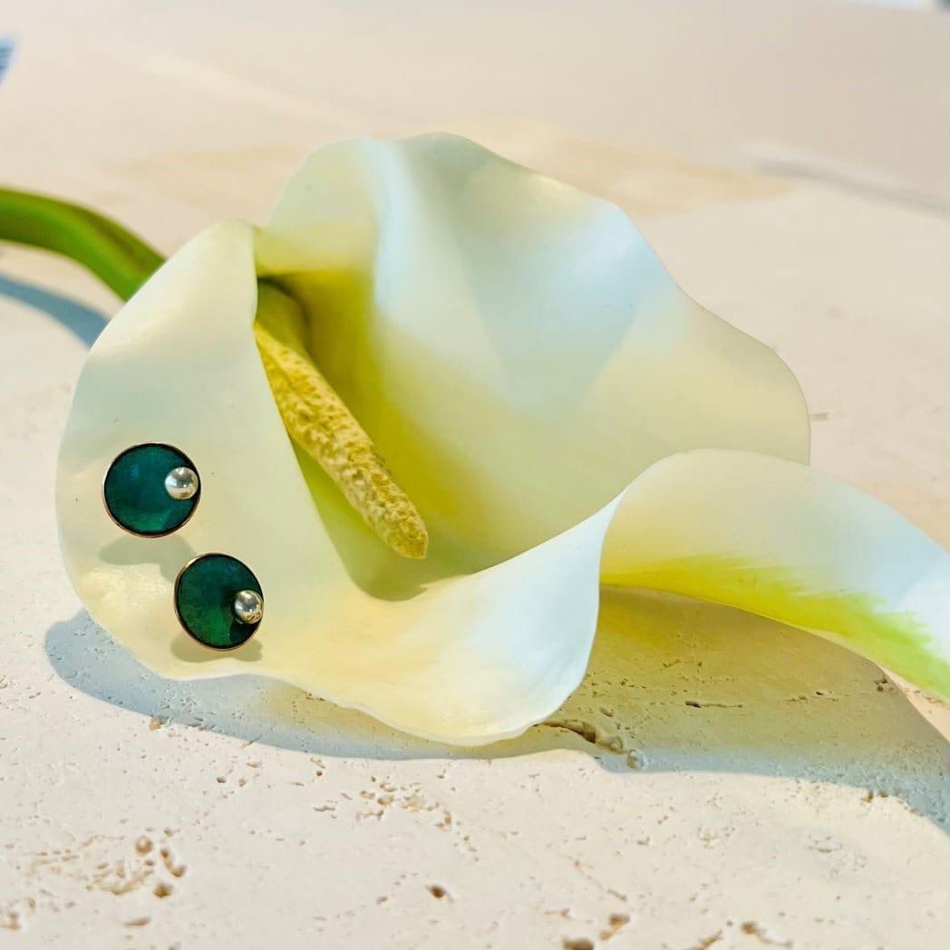 Ironclay Earrings PATINA COPPER AND SILVER STUDS