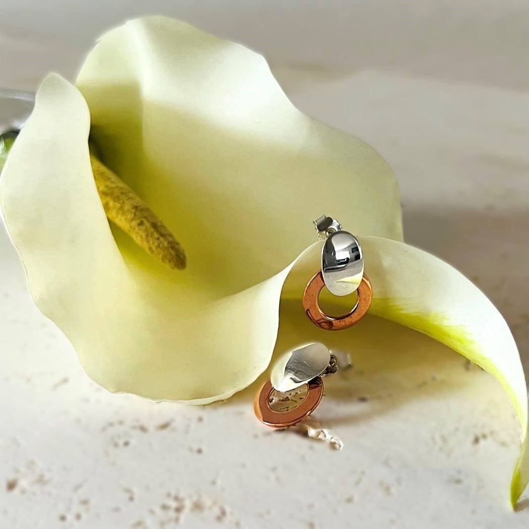 Ironclay Earrings SILVER AND COPPER DROP EARRINGS