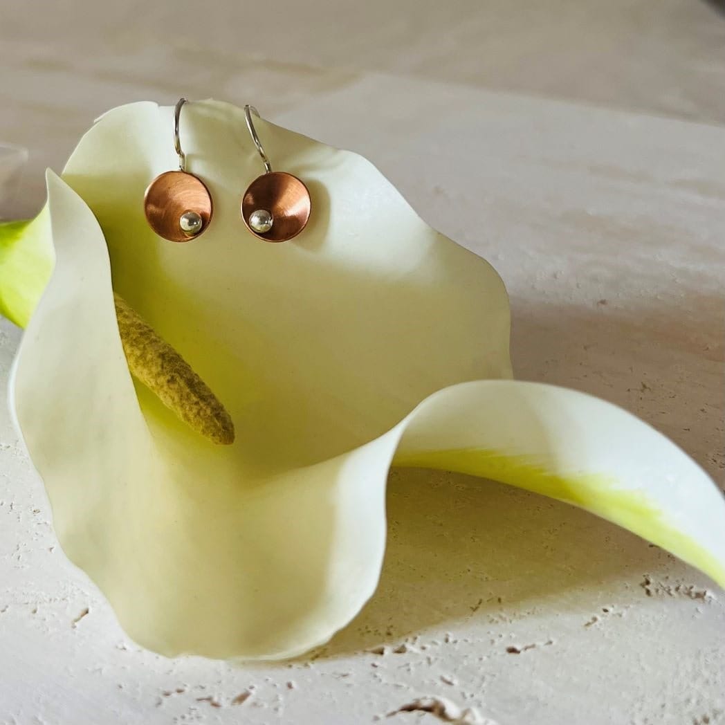 Ironclay SILVER AND COPPER SMALL DROP EARRINGS