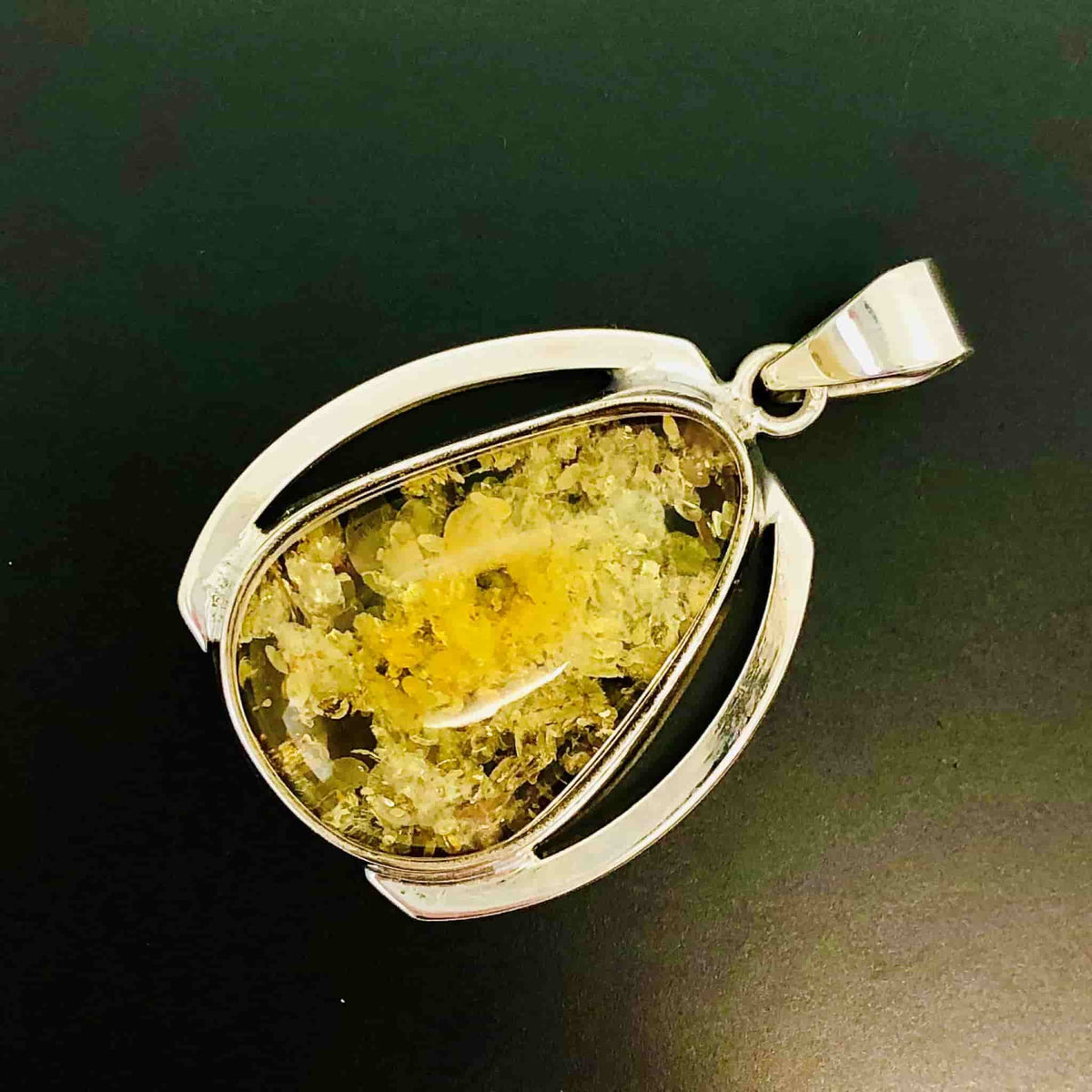 Beautifully Gifted Amber Pendant GOLDEN AMBER and silver pendant