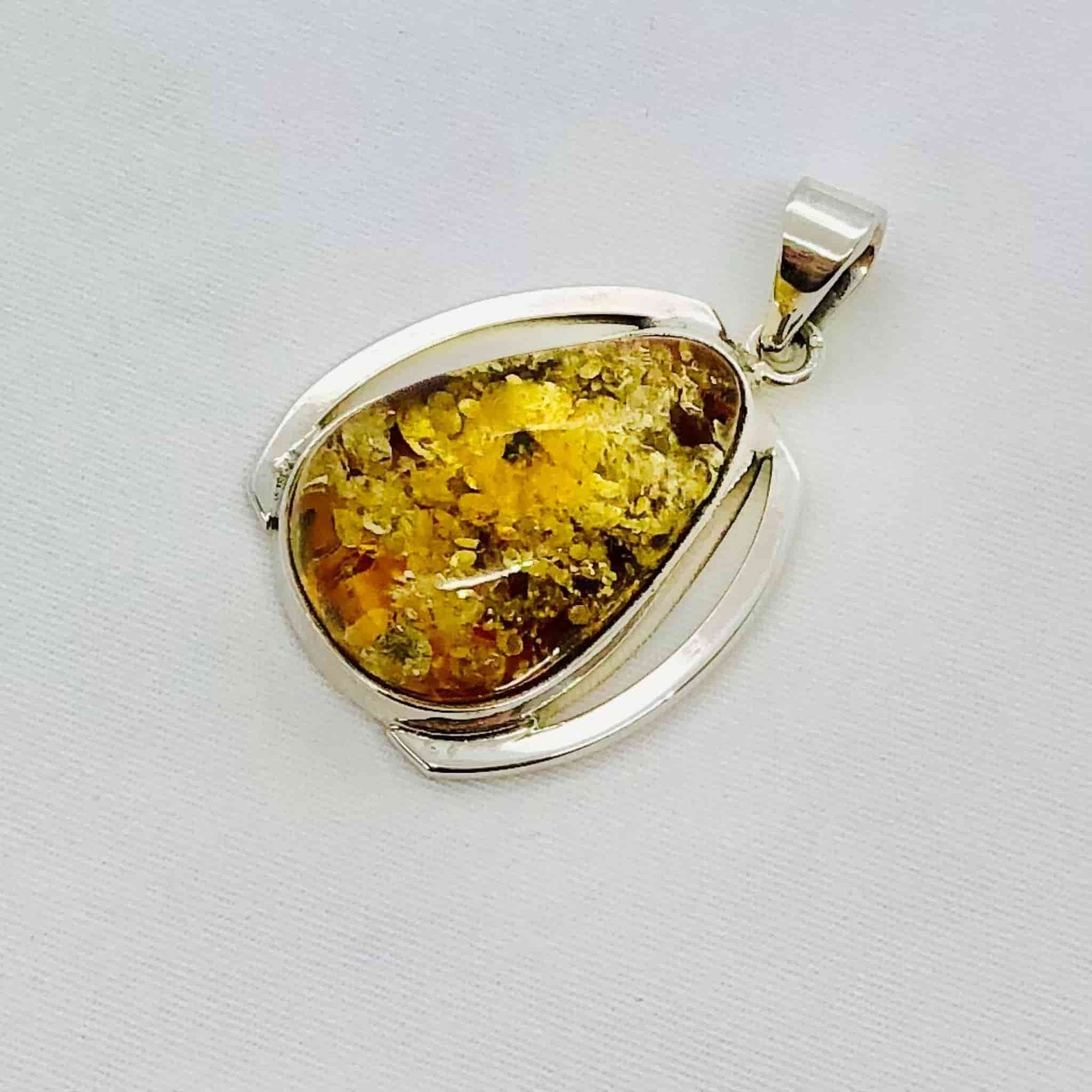 Beautifully Gifted Amber Pendant GOLDEN AMBER and silver pendant