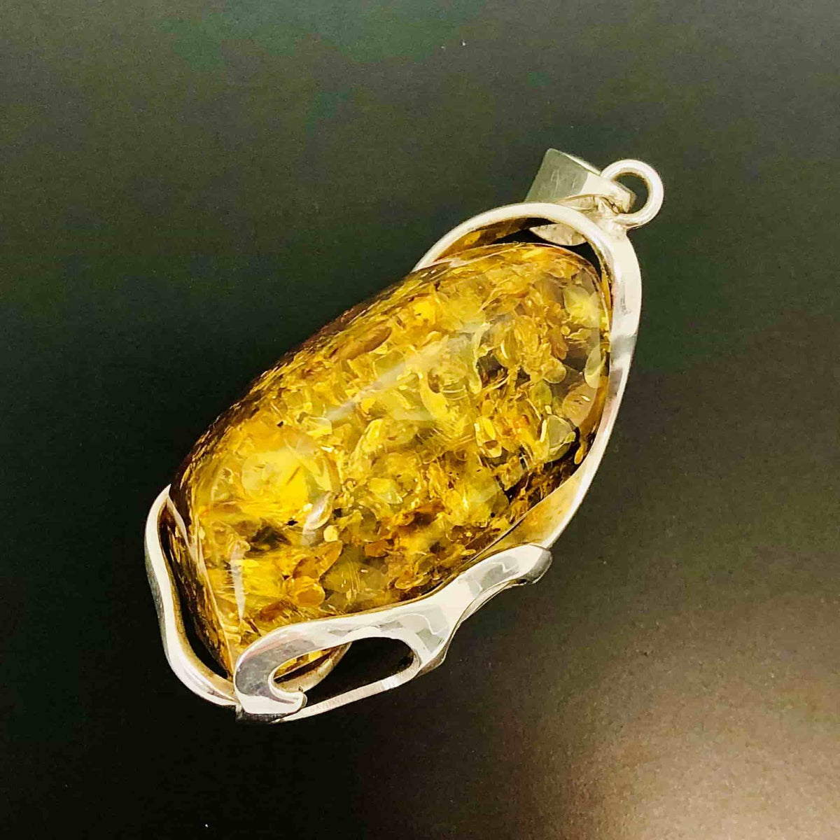 Beautifully Gifted Amber Pendant SHIMMERY BALTIC AMBER and silver pendant