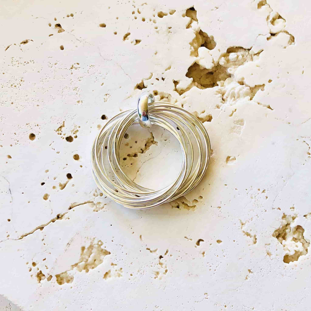 Beautifully Gifted Bangle INFINITY RINGS silver pendant