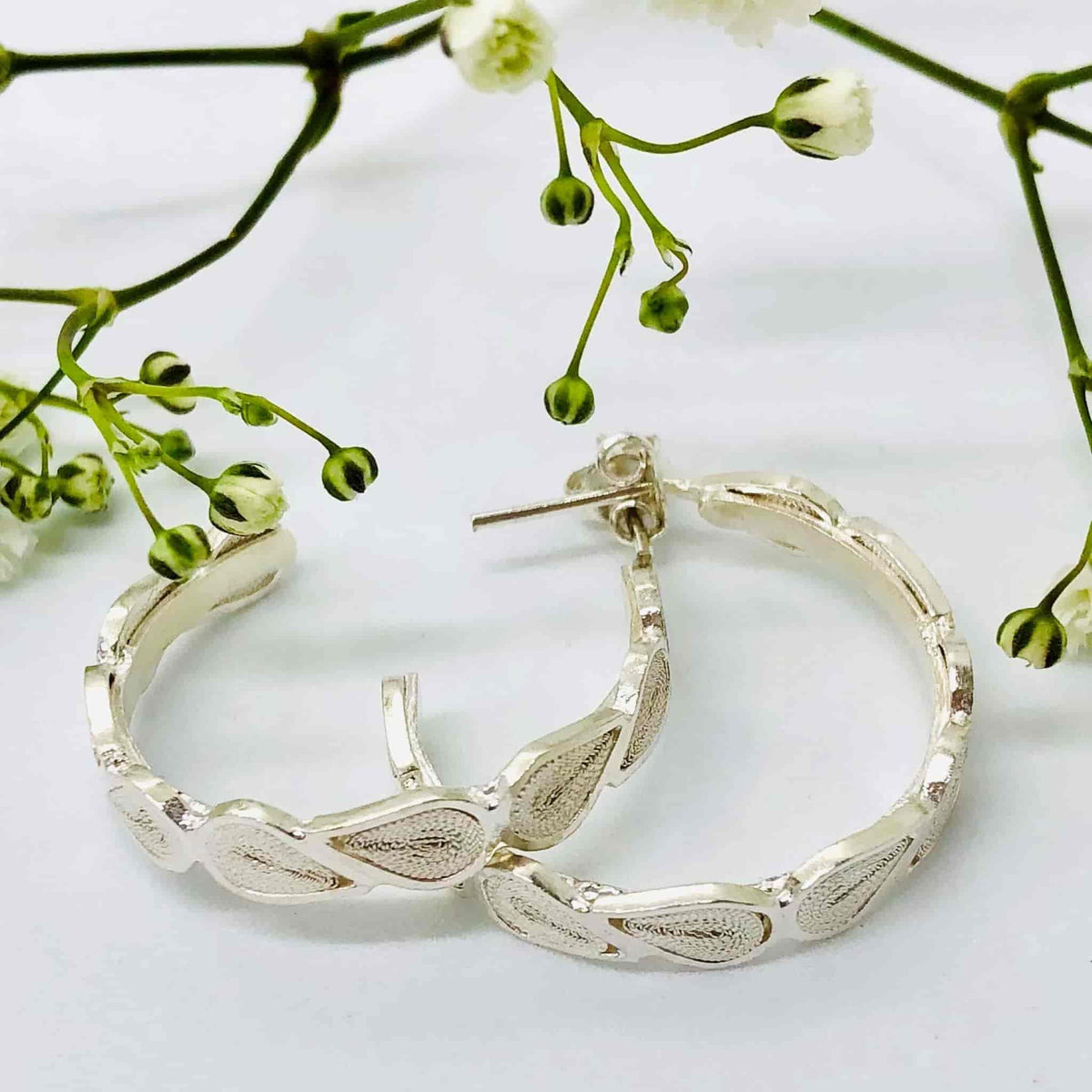 Beautifully Gifted Earrings GUANABANA SILVER HOOPS