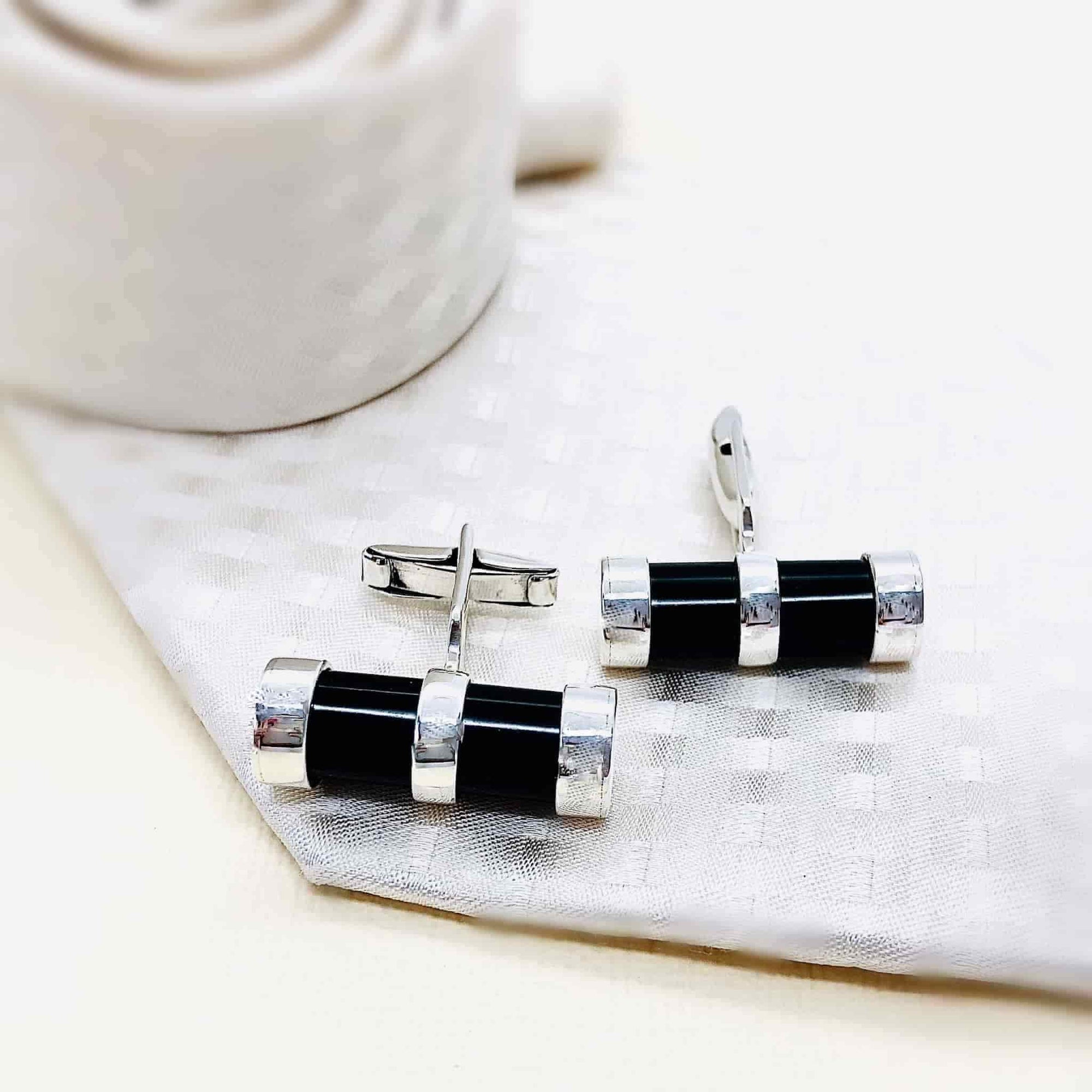 Beautifully Gifted Jewellery ONYX and SILVER cufflinks